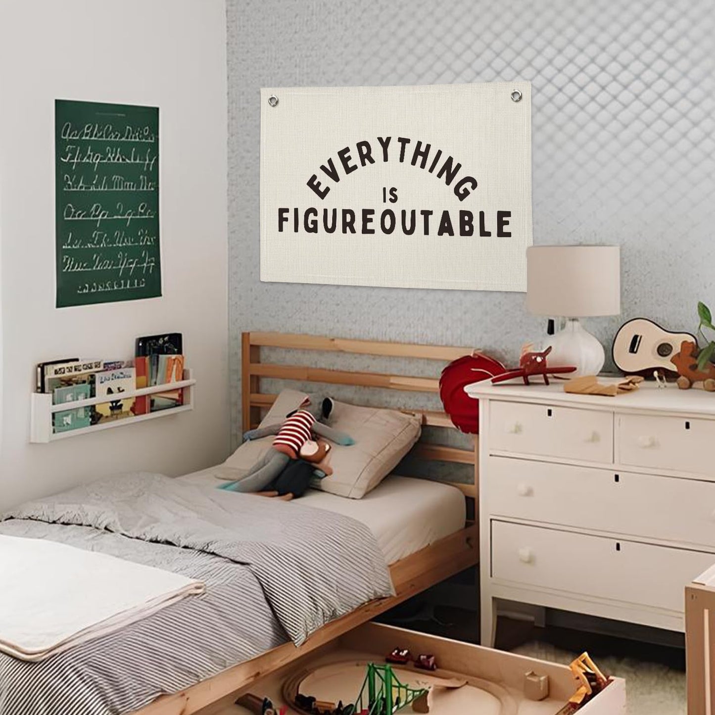 Wheatwin Everything is Figureoutable Inspirational Wall Decor, Office Motivational Wall Decor, Classroom Linen Canvas Banner Hanging Flag, 20x30 Inch