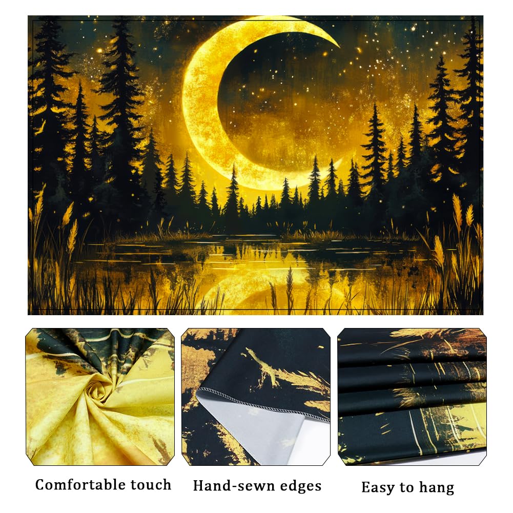 Generleo Galaxy Moon Tapestry Fantasy Forest Tapestries Tree of Life Wall Decor Psychedelic Starry Sky Tapestry Wall Hanging for Bedroom