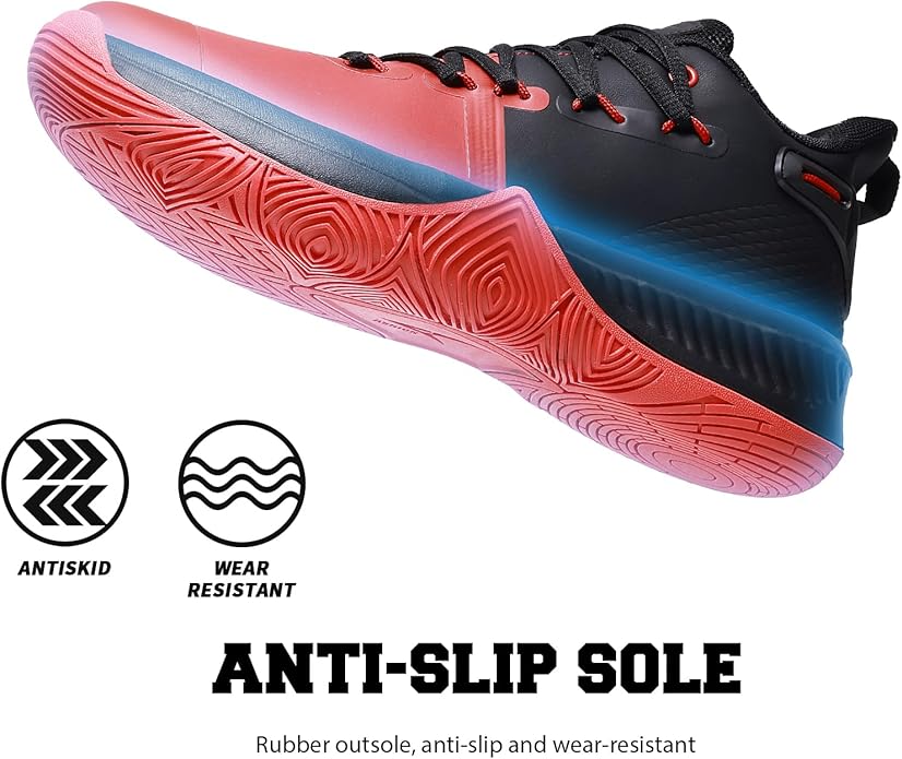 ASHION Mens Basketball Shoes Lightweight Breathable Sneakers Anti Slip Sports Shoes for Running Walking Mid Top Sneakers