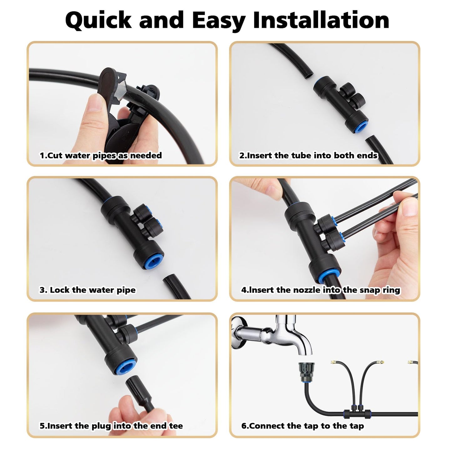 Drip Irrigation System 2 Ports - 360°Adjustable Garden Watering System 33FT with 20 Nozzles, Drip Irrigation Kit for Garden, Yard, Lawn, Greenhouse, Plants, 2/5 inch Hose