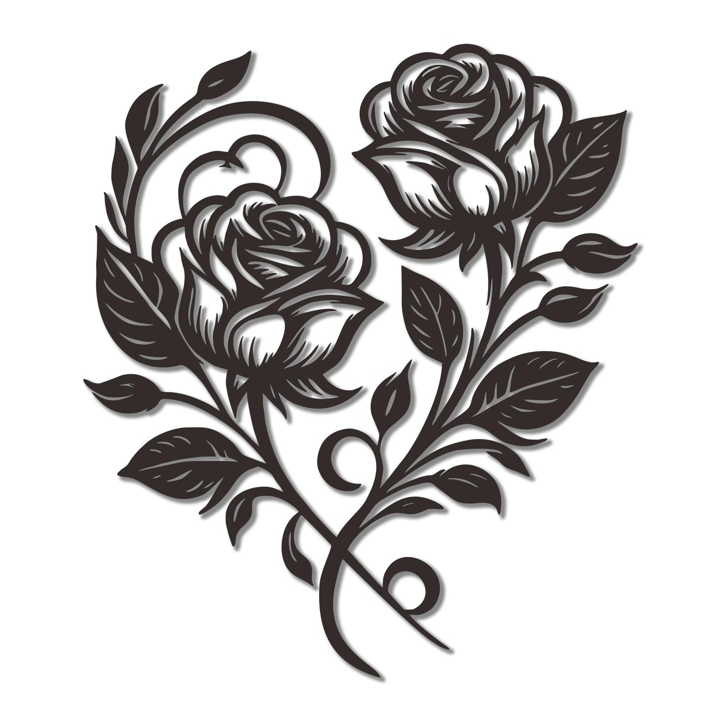 Metal Rose Heart Wall Decor - Elegant Black Metal Flower Wall Decor, Romantic 12.6x11 Inch Flower Wall Art for Living Room/Bedroom/Outdoor, Gift for Valentine's Day, Thanksgiving, Christmas and Other Holidays