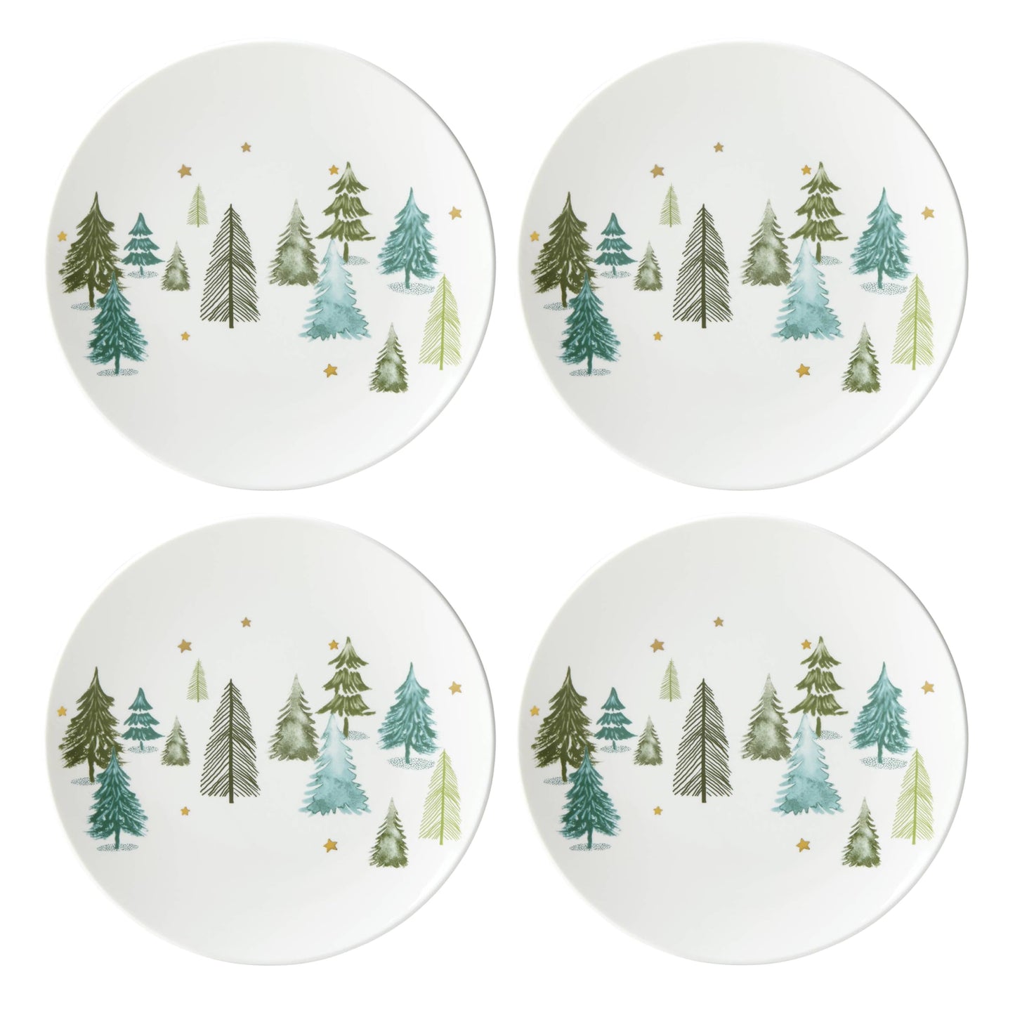 Lenox Dinnerware, Balsam Lane 12-Piece Dinnerware Set, Service For 4, Porcelain, Dishwasher & Microwave Safe, Plates & Bowls Sets, Christmas, Holiday Hosting, Home and Kitchen (White/Green, 12 Piece)