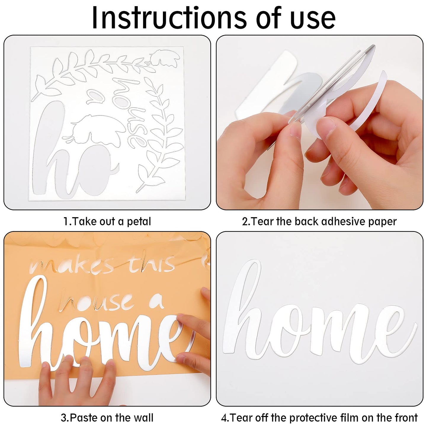 Zonon 3D Acrylic Mirror Wall Decor, Family Mirror Wall Letter Stickers, DIY Removable Family Makes This House a Home Art Decals, Inspirational Quote Decal, for Home Living Room Bedroom(Silver)