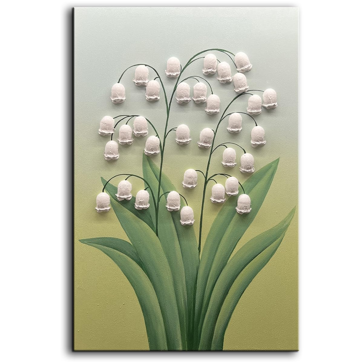 36x24inch Wall Art ,Minimalist Wall Art hand painted Texture Wall Art Oil Paintings , 3D Lily of the Valley White Floral Canvas Wall Art ,Modern Home Wall Decor ,Wall Art for Bedroom ,Dining Room Wall Decor