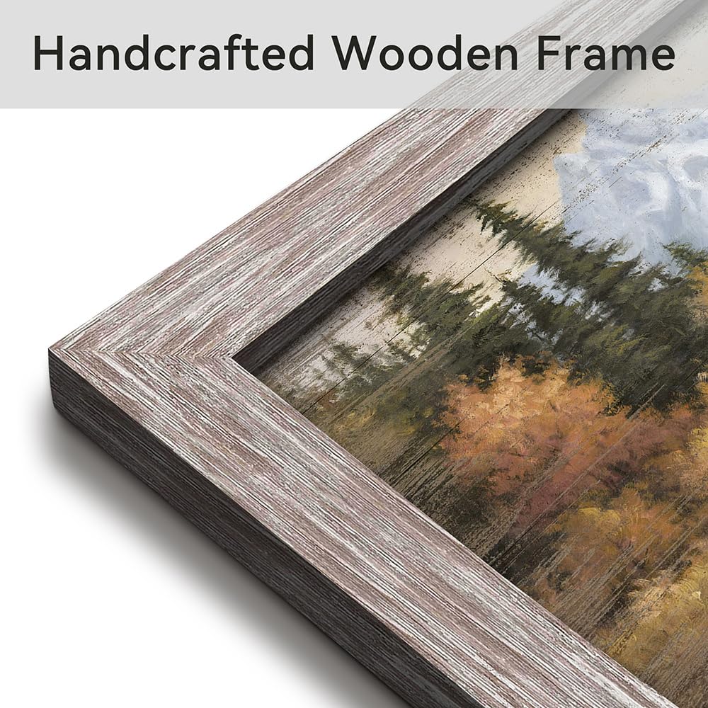 Wildlife Painting Framed Wall Art: Majestic Moose in Forest Picture Rustic Wild Animal Artwork Elk Deer Prints for Living Room Farmhouse Bedroom