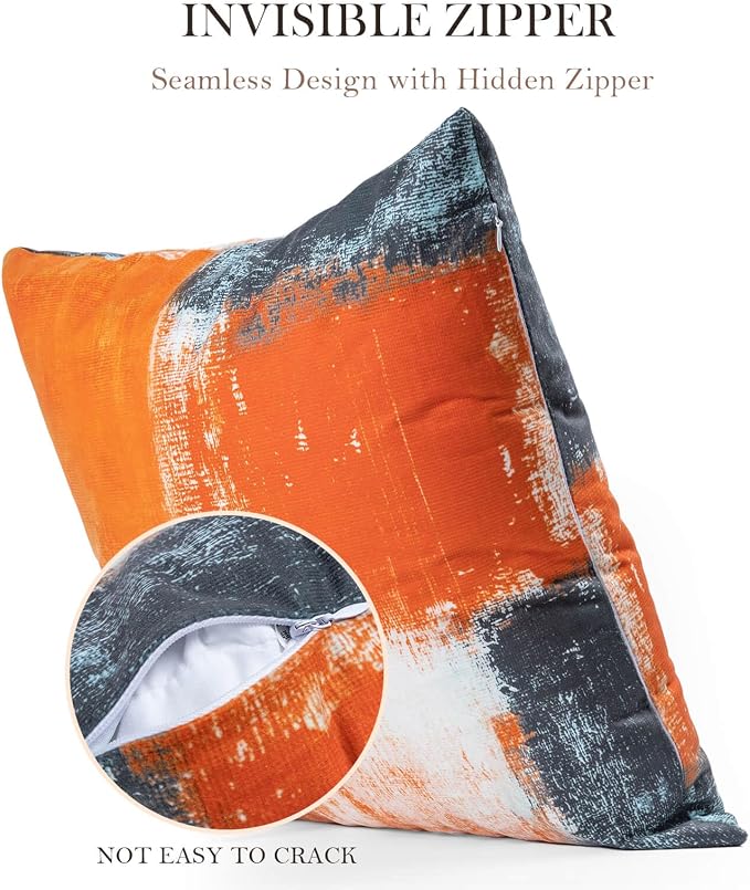 Burnt Orange Throw Pillow Covers 20x20 Set of 4 Decorative Cushion Cover Taupe Abstract Art Painting Pillow Covers for Sofa Couch Bedroom Living Room Outdoor Home Décor