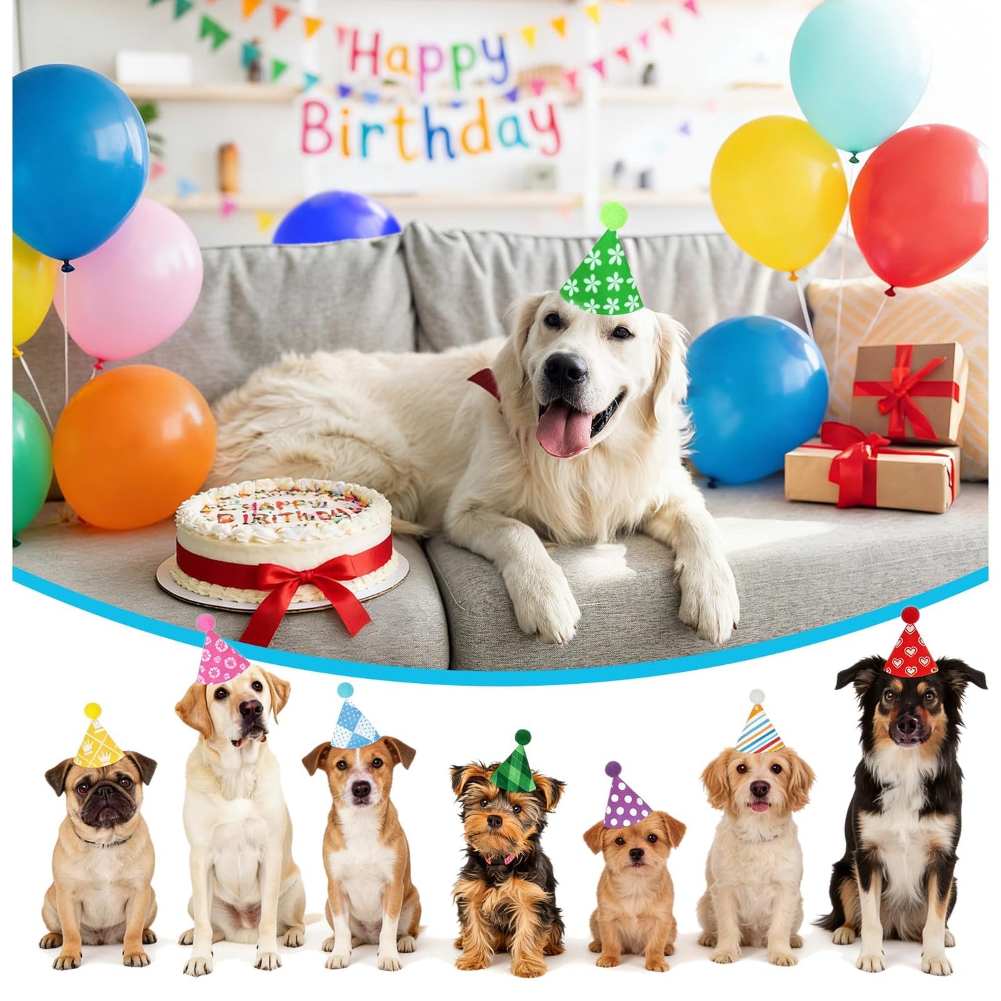 12 Pcs Mini Party Hats for Stuffed Animals Birthday Party Felt Cone Hats Cats Dogs Rabbit Dolls Puppies Assorted Animal Party Decorations