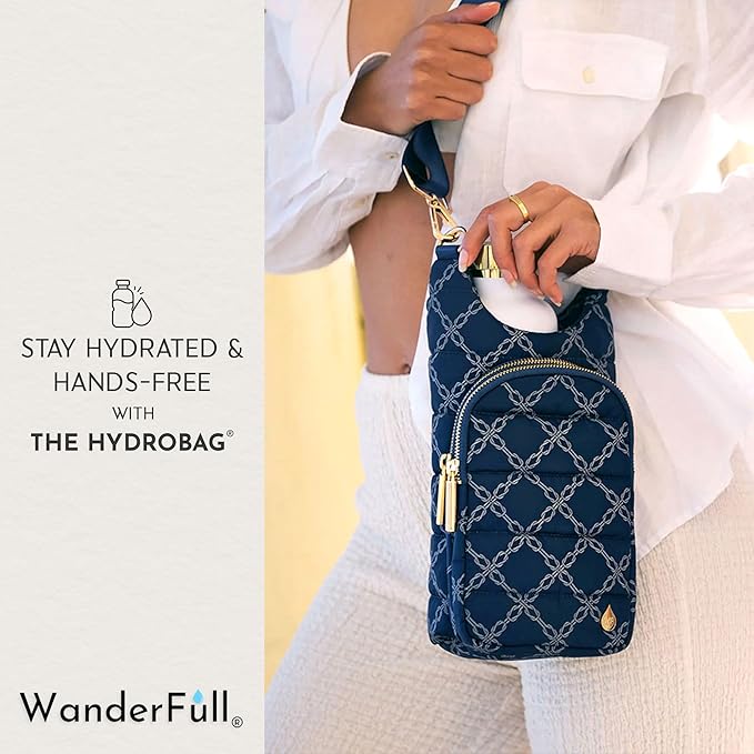 WanderFull® Original HydroBag® Collection, Water Bottle Holder w/Strap & Phone Pocket, Hands-Free Crossbody Water Bottle Bag