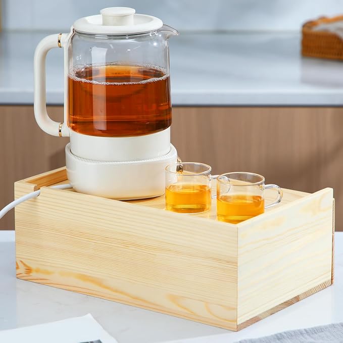 Cinnvoice Tea Bag Organizer Wood Tea Organizer Storage Box 8 Compartments Container Holder with Lid to Storage and Keep Fresh(Brown)
