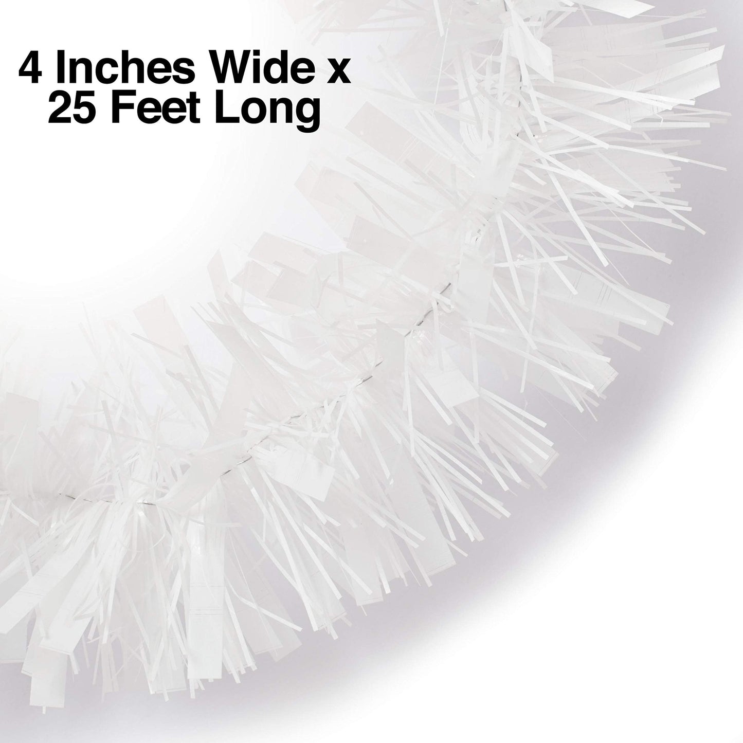 Anderson's Metallic White Tinsel Twist Garland, 25ft Holiday Decoration, Christmas Tree Trim, Parade Float Decor, Party Supplies, Halloween, Graduation, Indoor Outdoor Event Garland