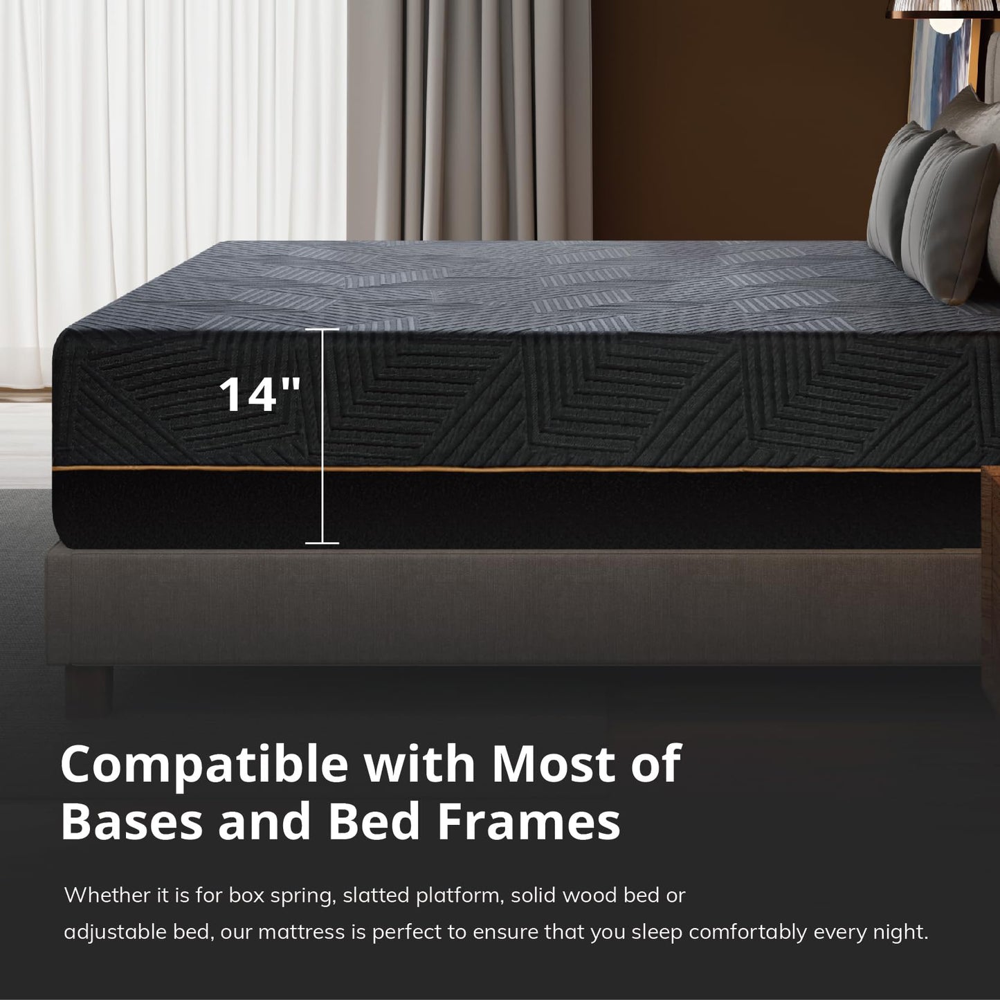 EGOHOME 14 Inch Twin XL Memory Foam Mattress for Back Pain, Cooling Copper Gel Bed in a Box, Foam Made in USA, CertiPUR-US Certified, Therapeutic Medium Firm,Daybed 38x80x14 Black
