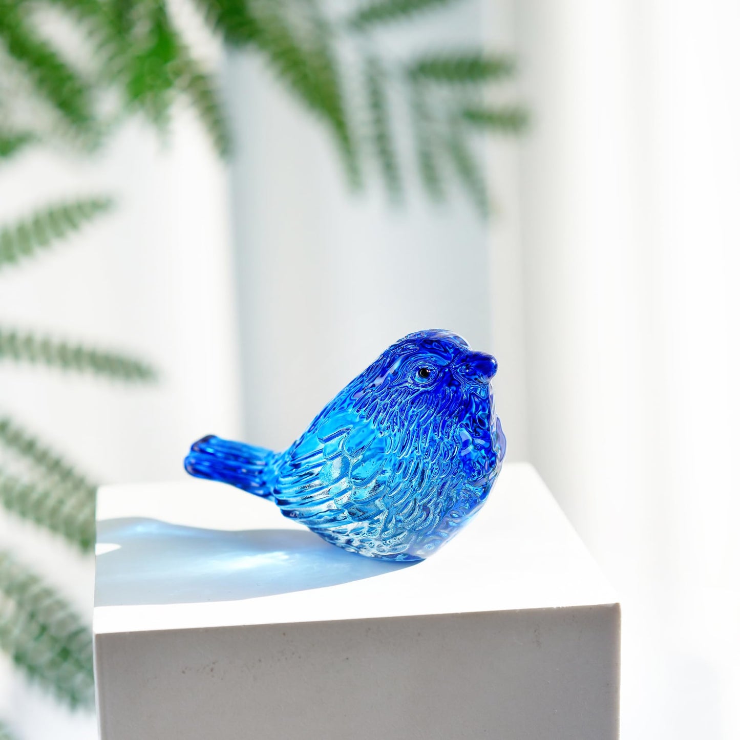 H&D HYALINE & DORA Blue Glass Bird Figurines Bird Gifts for Bird Lovers Women Crystal Glass Animal Figurine Collectible for Home Shelf Decor
