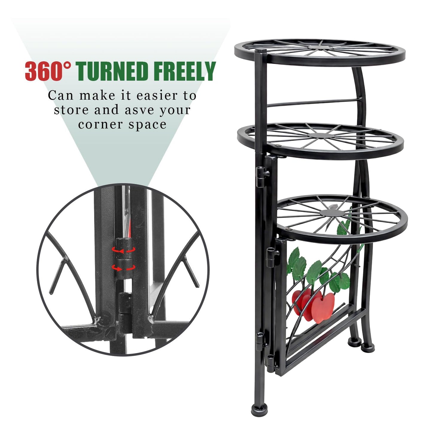 N.B.Y. 3 Tier Metal Plant Stand Indoor Outdoor Fold Waterproof Flower Plant Fit For Garden Balcony Patio Living Room Balcony Office Yard