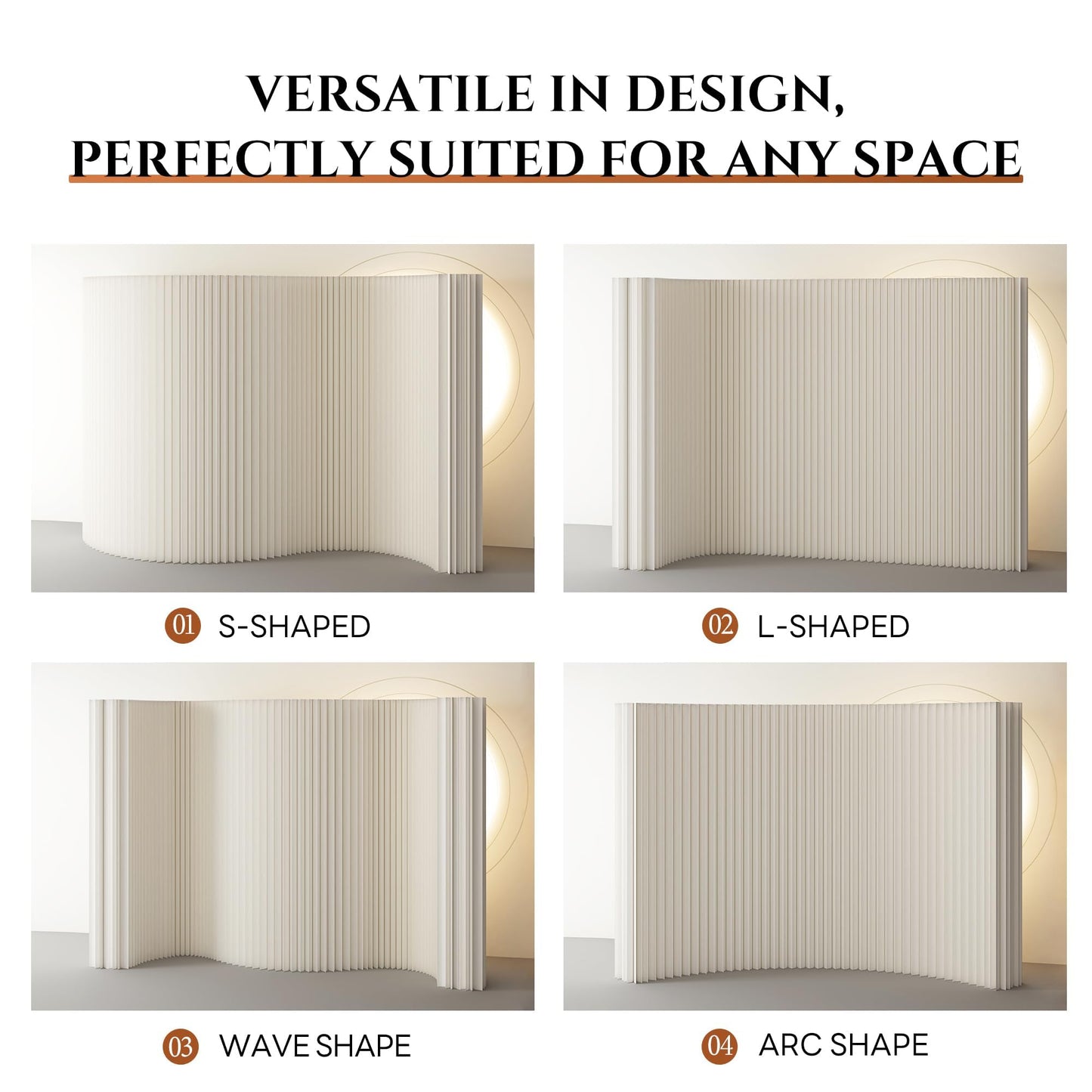 Paper Room Divider, Folding Privacy Screen Lightweight Stretchable Accordion Room Divider Wall, Portable Paper Wall Divide for Home, Office, Clothing Shop (White, L：118in x W: 17in x H：71in)