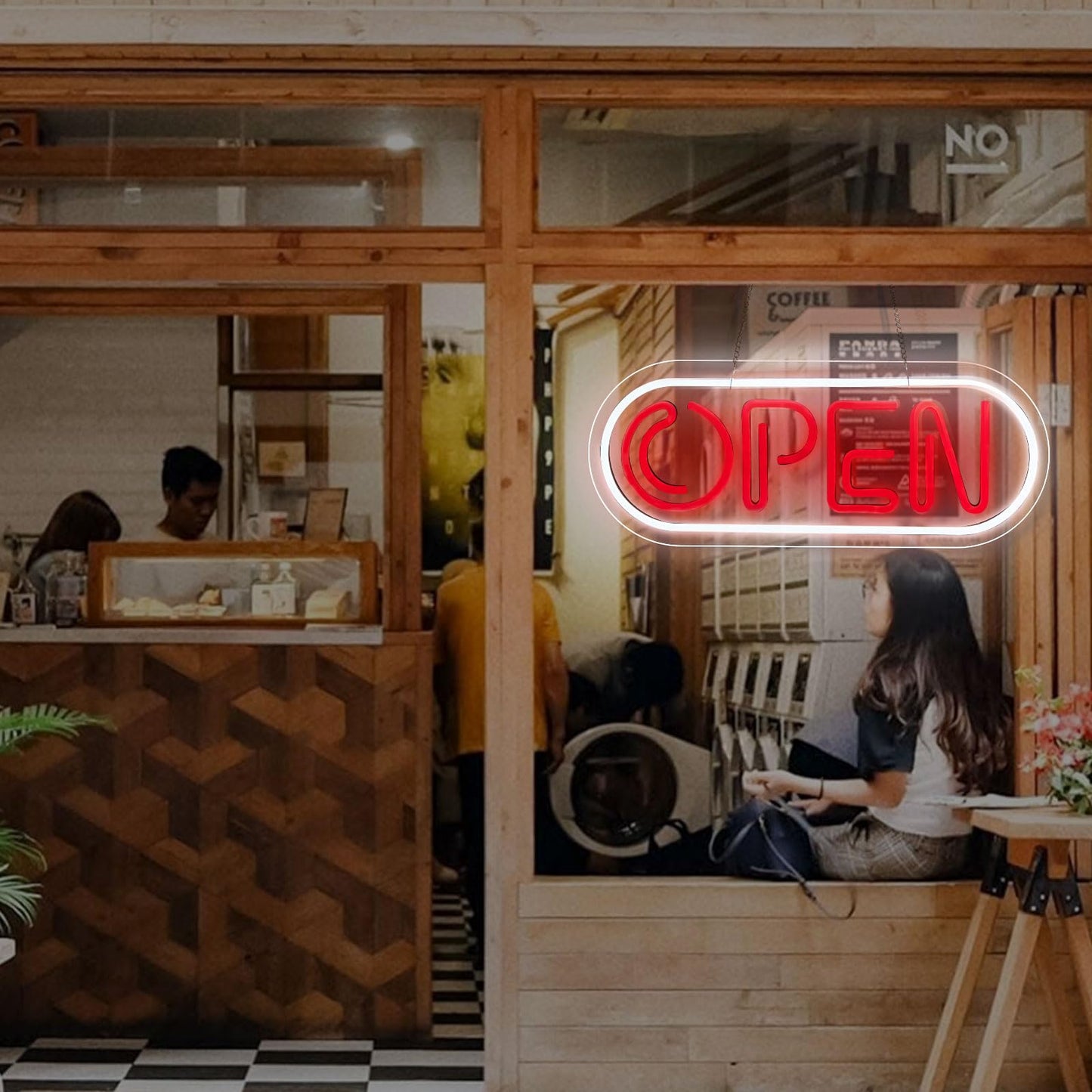 Neon Open Signs for Business,16.34"X 6.22" Led Open Signs Adjustable Brightness Neon Lights for Party Bar Salon Stores Hotel Wall Decor Powered by USB with ON/OFF Switch