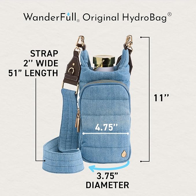 WanderFull® Original HydroBag® Collection, Water Bottle Holder w/Strap & Phone Pocket, Hands-Free Crossbody Water Bottle Bag