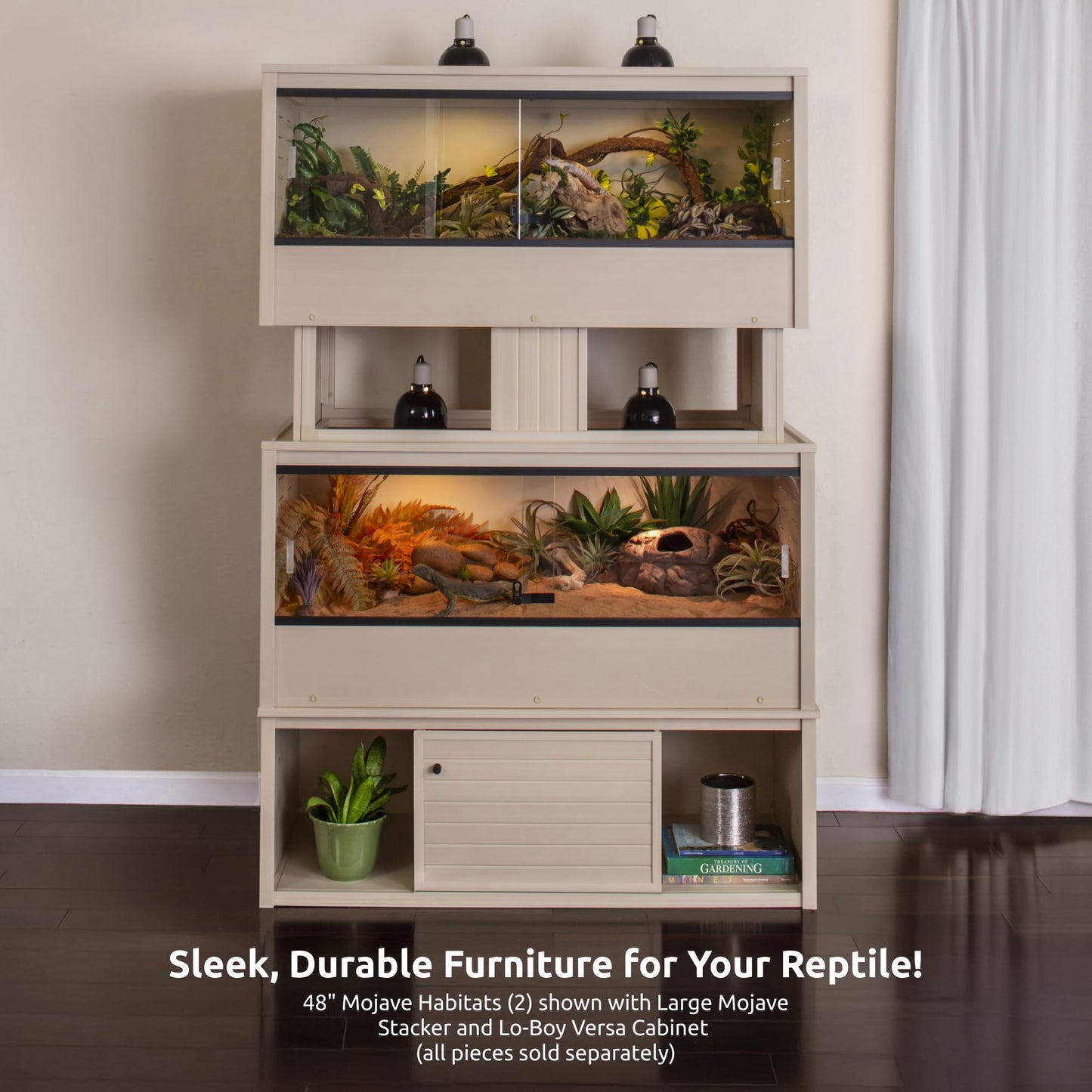 New Age Pet Lo‑Boy Versa Stand for Reptile Terrariums, Low-Profile ECOFLEX Cabinet for Stacked Large, 48" Mojave Reptile Habitats, Maple
