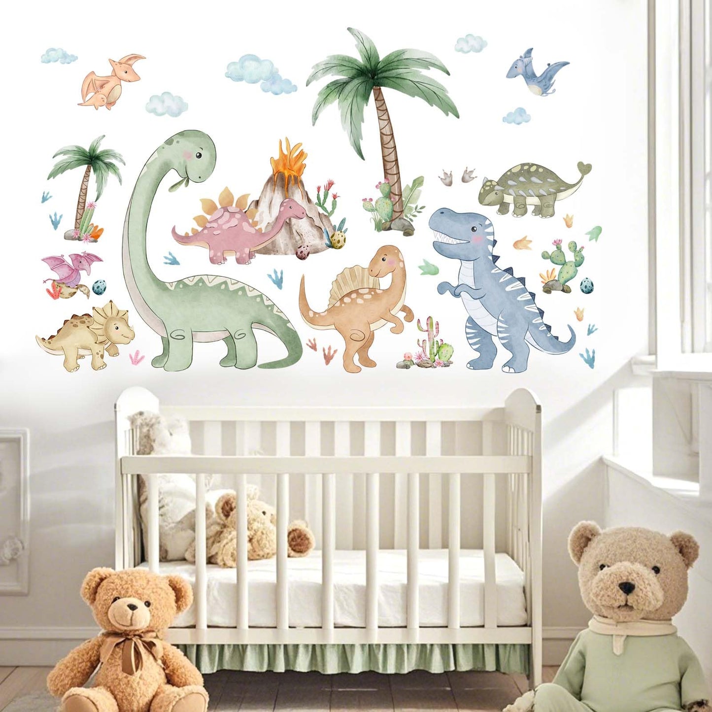Dinosaur Wall Stickers for Boys Room: Peel and Stick Dino Wall Decals - Baby Nursery Bedroom - Children Supplies Ages 1-12 Years Wall Decor Art