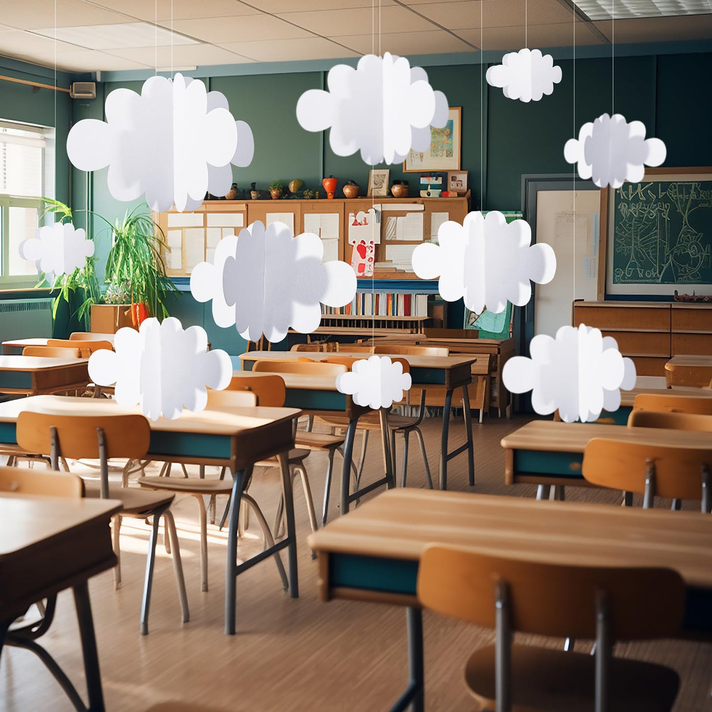 8 Pcs 3D Cloud Decoration Hanging for Ceiling Game Themed Party Decoration Artificial Cloud Ornament Hanging Ceiling Wall Banner Decor for Birthday Wedding Baby Shower Nursery Children Room