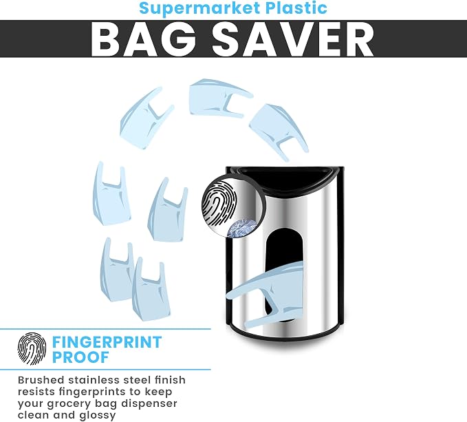 Utopia Kitchen Grocery Plastic Bag Holder and Dispenser Small, Easy Wall Mount Bag Saver, Stainless Steel, Silver