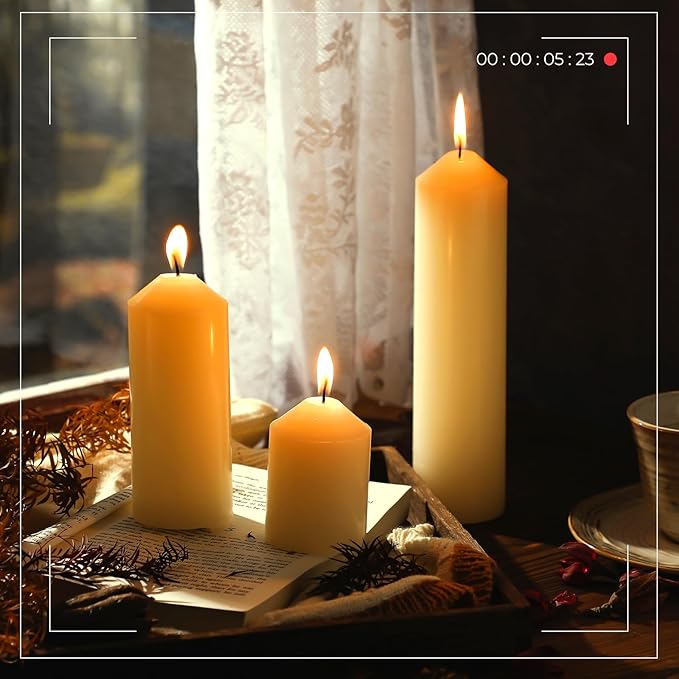 MTLEE Set of 60 White Pillar Candles Bulk 2 x 3, 2 x 5, 2 x 8 in Large Unscented Candle Tall Decorative Emergency Candles Big Cotton Wick Candle for Wedding Home Restaurant Spa Church Decoration