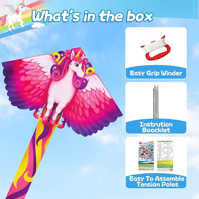 YongnKids Kite for Kids Age 4-8 8-12, Large Kites for Boys Adults Easy to Fly & Assemble, with 328ft String,Perfect for Beach Trip Park Family Activities Outdoor Games