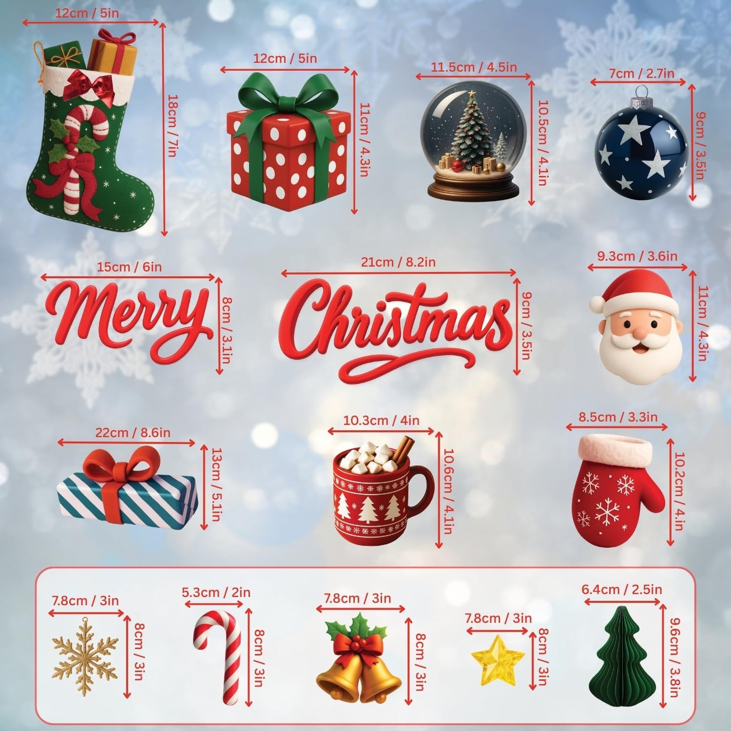 WALPLUS Christmas Decorations for Home Indoor Wall Stickers Wall Murals Decals Living Room Children Nursery Restaurant Cafe Hotel Home Decor Holly Jolly