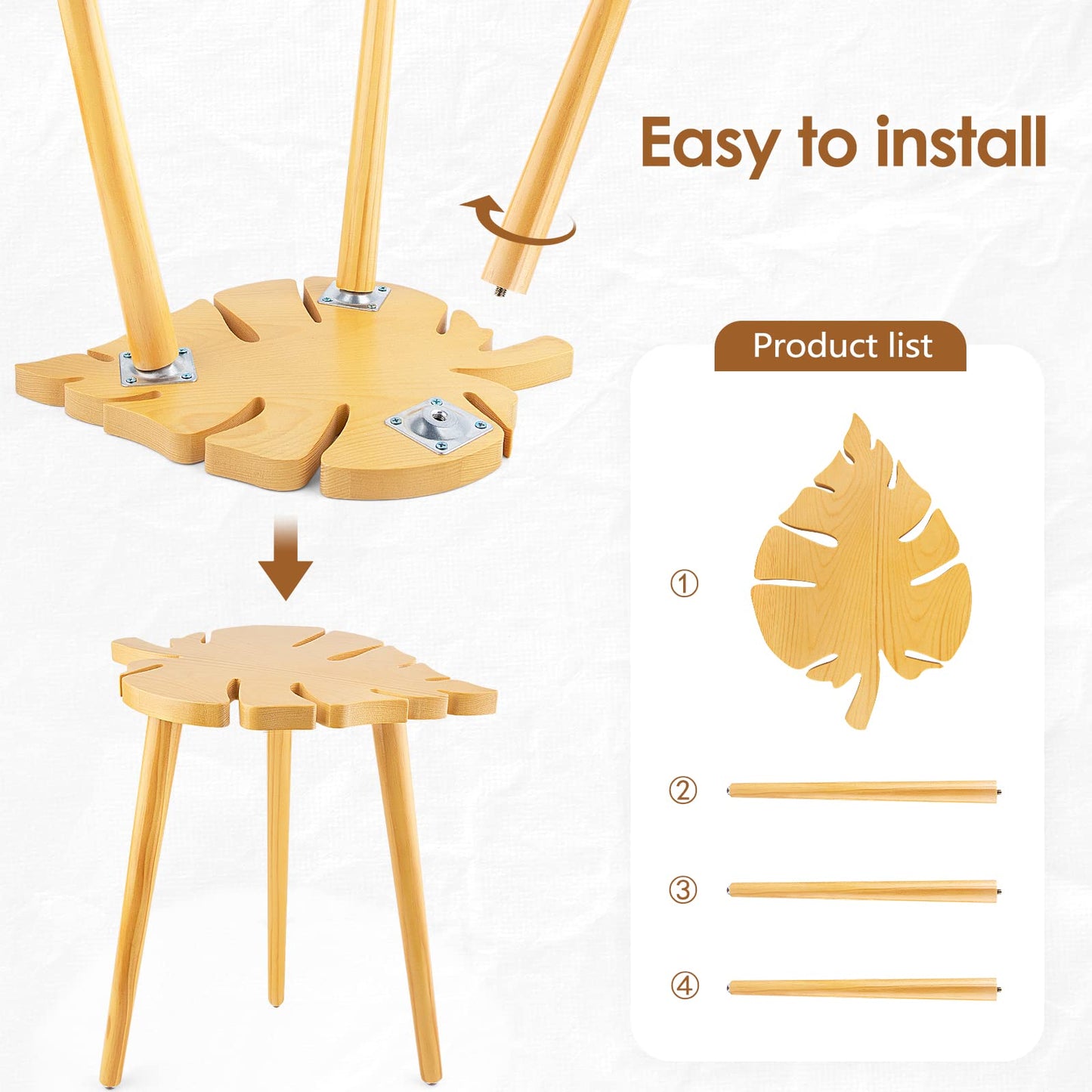 IKEPAHOK Plant Stool Stand for Indoor Use, Pine Wood Monstera Pot Holder, Decorative Corner Flower Table for Living Room, Tall Tripod Planter Rack for Home Office Patio Bedroom