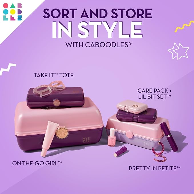 Caboodles Twilight Disco - On-The-go Girl Costmetic Organizer Make-up & Accessory Carry Case, Silver Shimmer