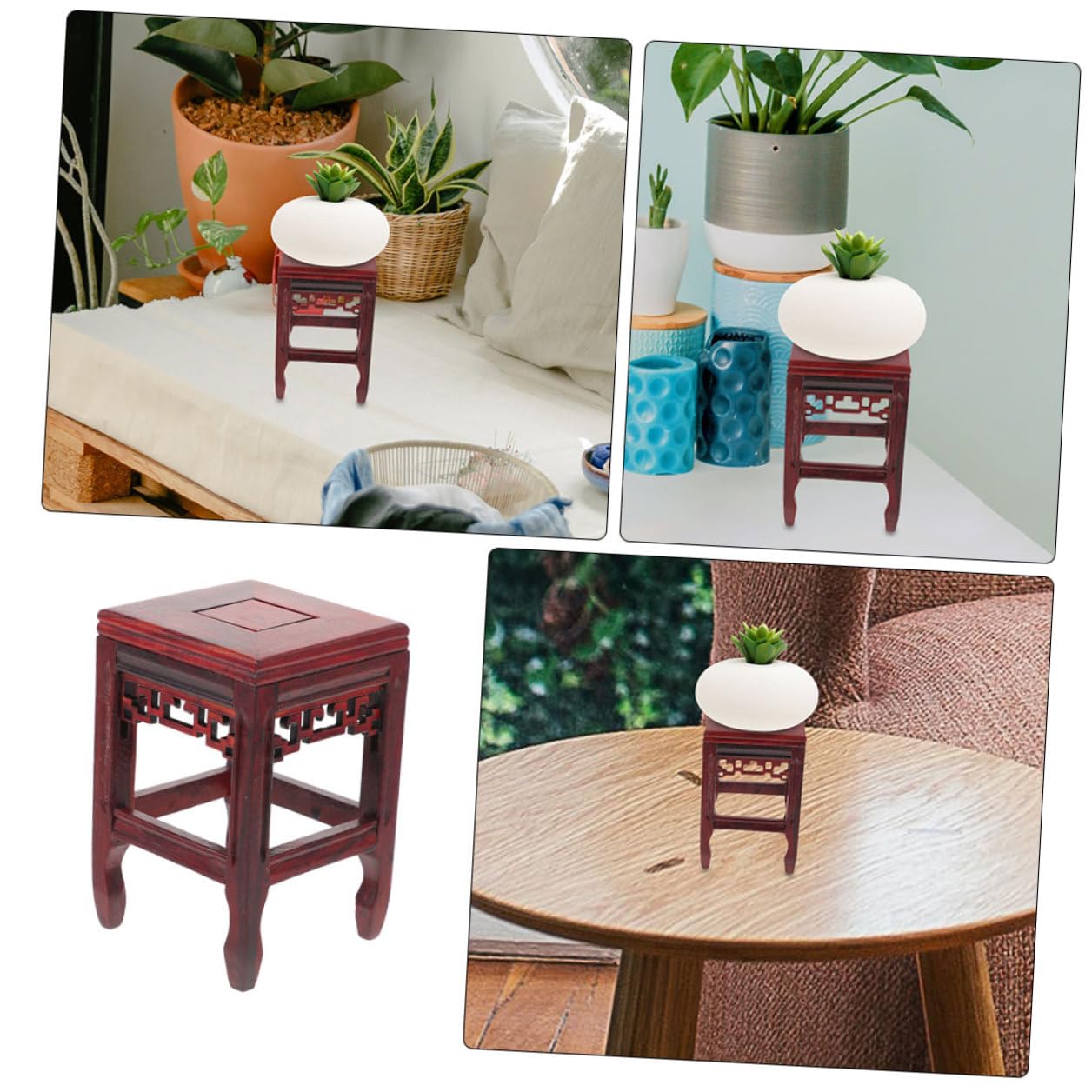 Gadpiparty Wooden Plant Stand Mid-century Modern Display Pedestal for Indoor Flower Pots Wood Planter Rack Stylish Decor Holder for Succulents and Small Plants