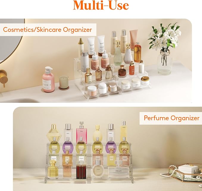 Lifewit Perfume Organizer, Bedroom Decor, Cologne Cupcake Stand, Tool-Free Assembly, Makeup Display Shelf for Vanity Bathroom Counter Storage, Clear, 23 cm/9", 1 Pcs