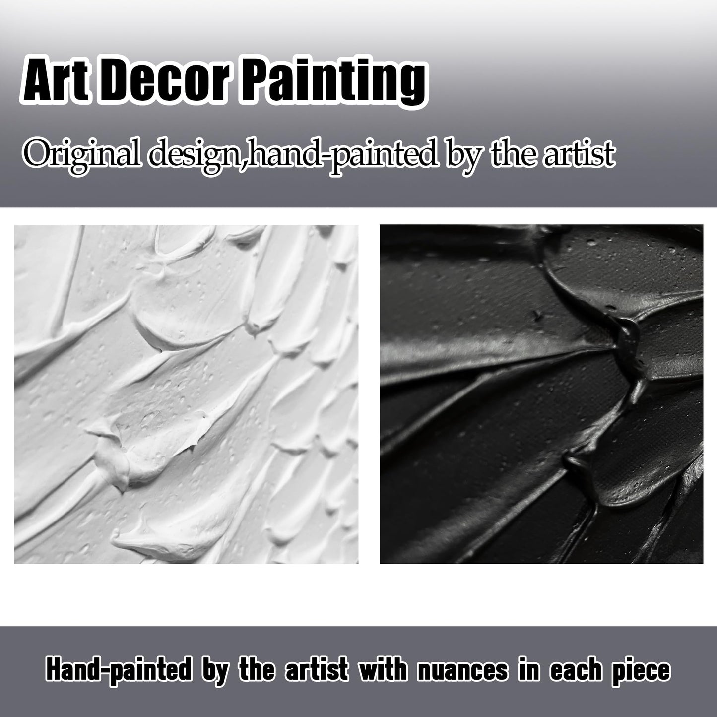WVMAPTA Abstract Painting Wall Art for Living Room Black and White Wall Decor for Office Hand Painted Wall Art for Bedroom 20 x 40 Inch