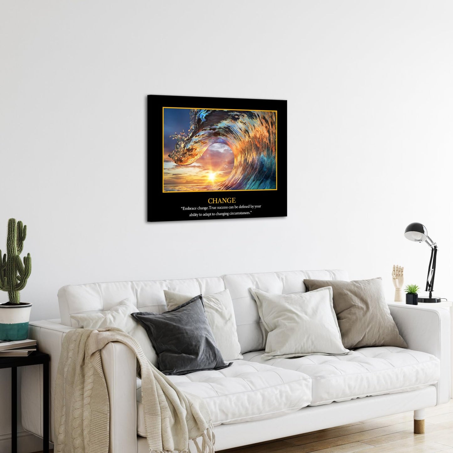 KREATIVE ARTS Motivational Self Positive Office Quotes Inspirational Success Teamwork Posters Canvas Prints Amazing Ocean Wave Pictures Sunset on Sea Landscape Wall Art 20x24