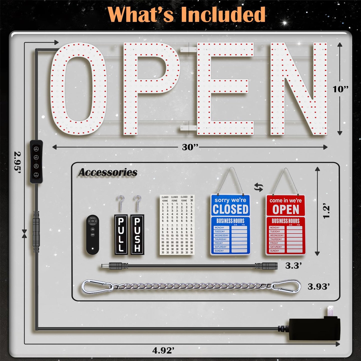 LED Open Signs for Business, exTopGoal 30"x10" Large Ultra Bright Open Sign with Remote Control, Dimmable Business Open Sign for Store Shop Storefront Window Door Wall- Red&Blue