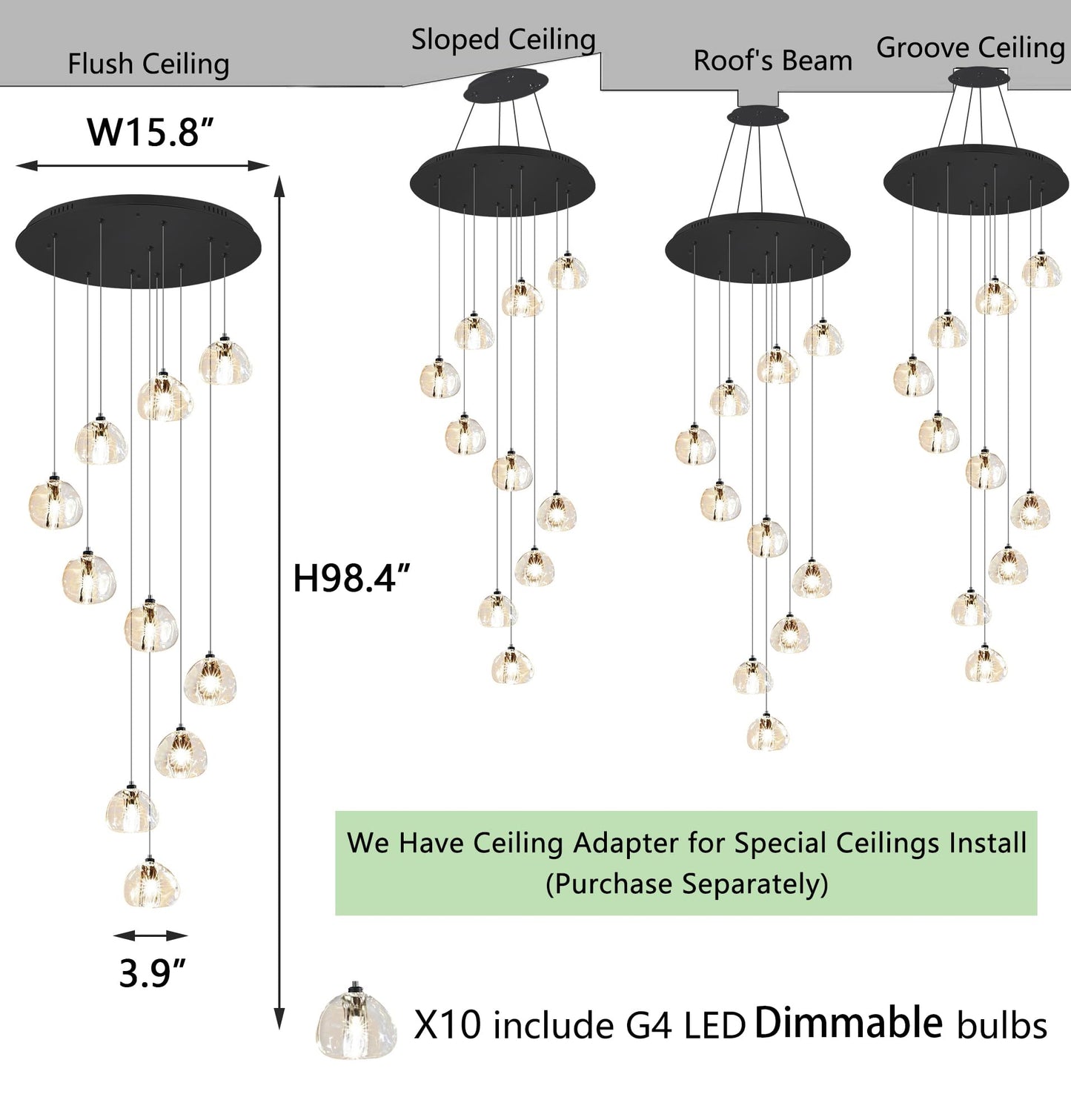 HAIXIANG LED Chandeliers for Dining Room Adjust High Ceiling Chandelier Light Fixtures Entrance LED Dimmable Ceiling Pendant Drops Light Remote Lights for Living Room Stairwell 2700K 6000K