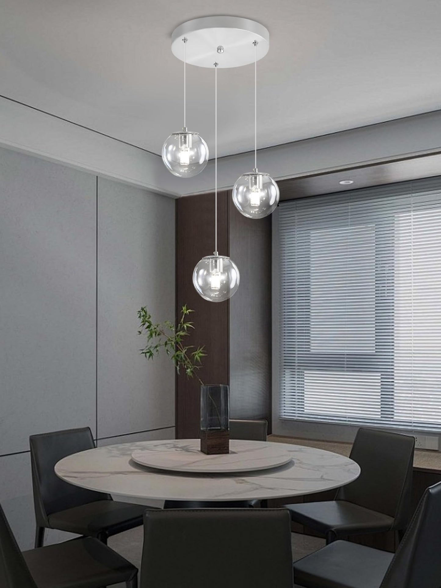 ykolupty 3-Light Chrome Pendant Lighting Modern Mini Chandeliers,Adjustable Clear Glass Pendant Light Fixture for Kitchen Island Dinning Room Bedroom