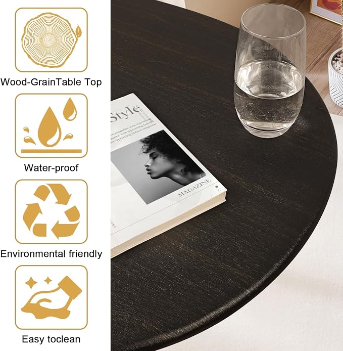 Coffee Table Modern Oval Coffee Tables Retro Center Table for Small Space Mid Century Rustic Accent Table for Living Room Home Office, Easy Assembly 22" D x 43" W x 18" H
