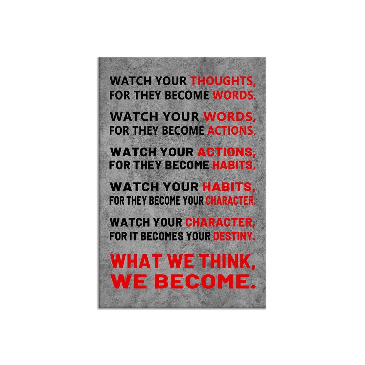 Motivational Canvas Wall Art - Watch Your Thoughts Mindset Quote, Framed Office Poster for Cubicle, Desk or Dorm, Inspirational Decor for Mental Health & Personal Growth, 18x12 Inch