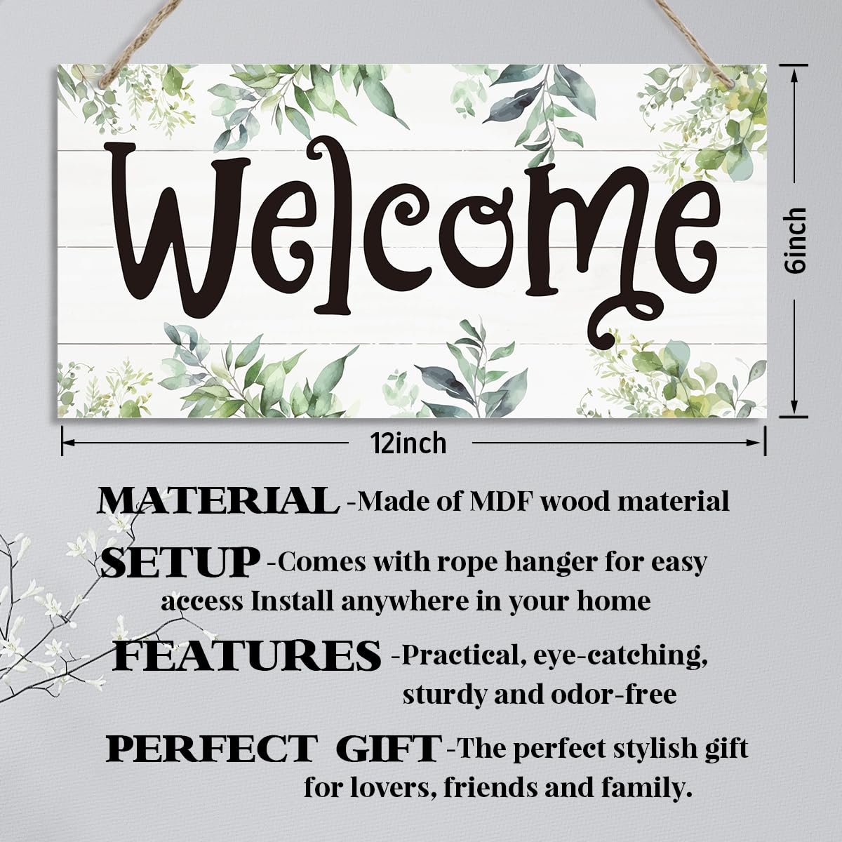 rdejxgvl Rustic Welcome Decor, Decorative Hanging Wall Plaque Wood Sign, Spring Sign 13, 30X15cm, Welcome Sign for Front Door Porch, Farmhouse Home Decor