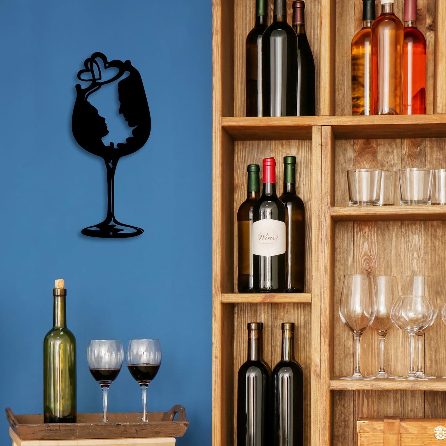 Kas Home Abstraction Wine Cup Metal Wall Art (6.6L x16W)