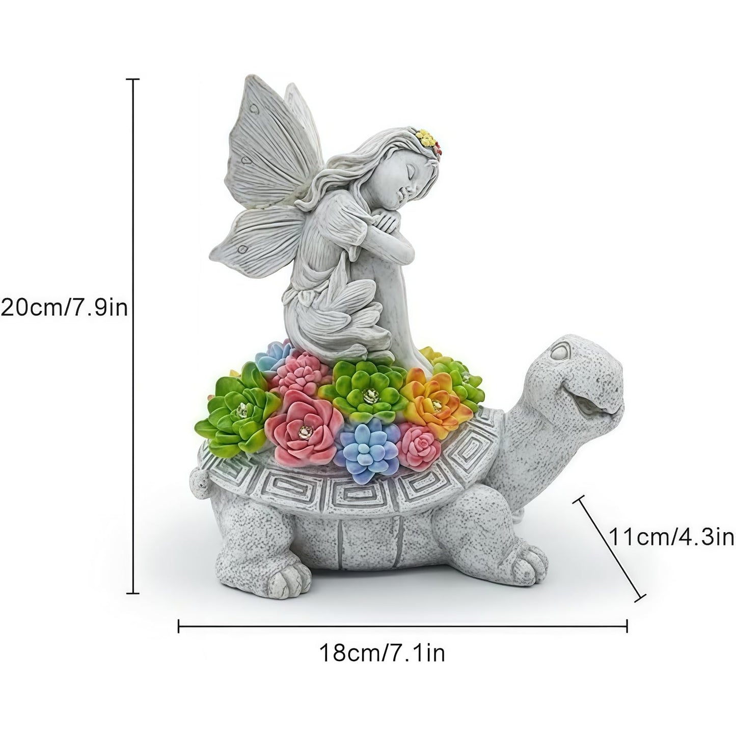 Aiyuolio Solar Angel Garden Statue，Solar Garden Statue Angel and Turtle,Figurines Outdoor Decor,Outdoor Solar Statue with LED Lights for Yard,Patio,Lawn Art Decoration,Housewarming Gift
