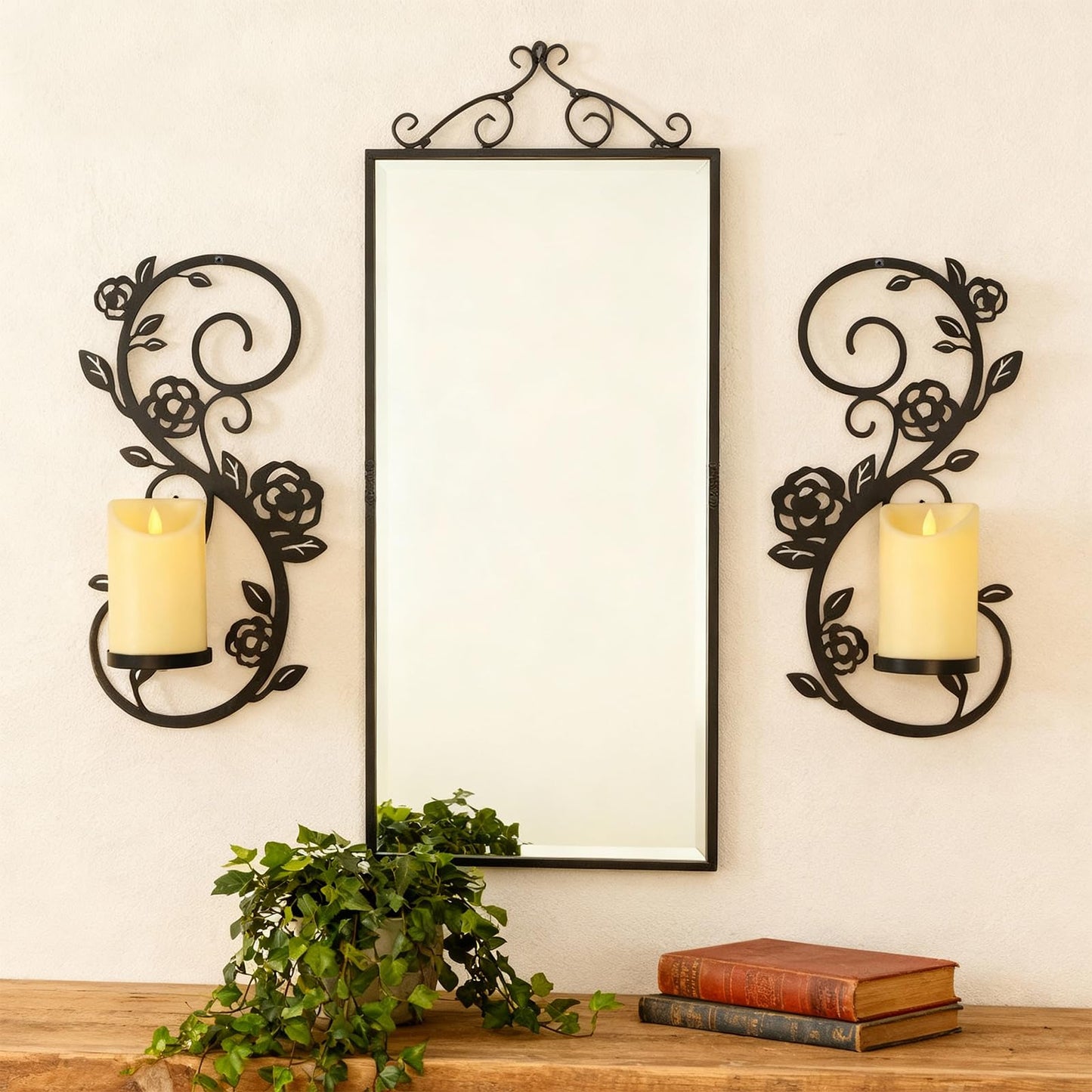 OYEFLY 2 Pcs Wall Sconces Candle Holder (Black)