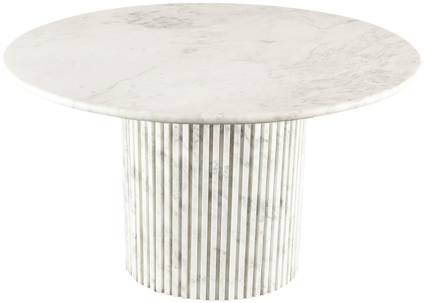 Meridian Furniture 248White-DT48 Genoa Collection Art Deco Dining Table with Handcrafted Genuine Marble, White Marble with Light Grey Veining, 48" W x 48" D x 30" H, White