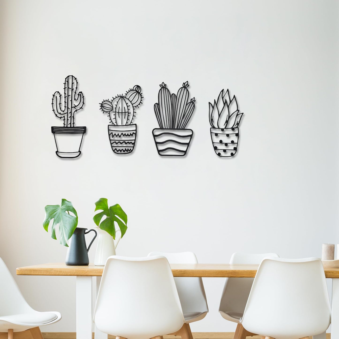 4 Pieces Western Decor Cactus Decor Natural Themed Metal Wall Decors Plant Modern Metal Wall Art for Home Living Room Bathroom Office