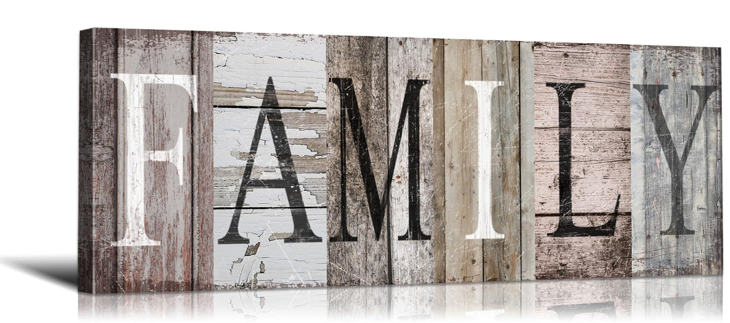 YOUHONG Farmhouse Family Sign Wall Decor with Wooden Frame - Rustic Family Quotes Wall Art for Living Room, Entryway, Bedroom Lightweight Ready to Hang Home Decor (17''W x 6''H)