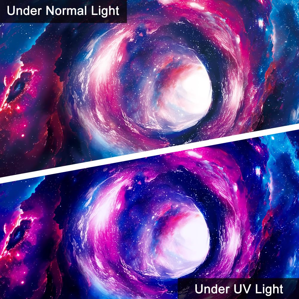 WEBEEDY Blacklight Galaxy Tapestry Milky Way Tunnel UV Reactive Tapestry Wall Hanging Black Light Poster Galaxy Space Tapestries for Bedroom Living Room Wall Decor Party Backdrop, 59x51 Inch
