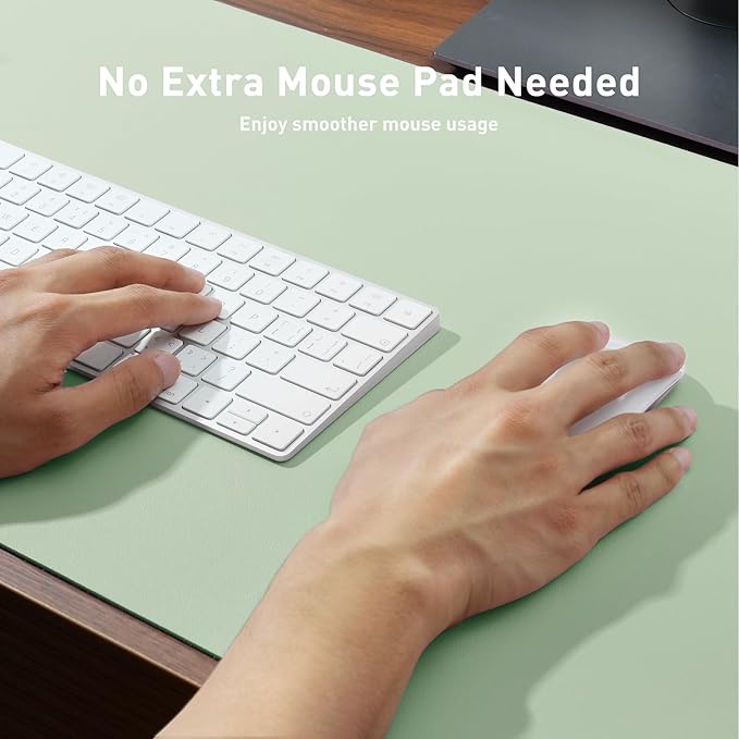 Aothia Faux Leather Desk Mat - Non-Slip PU Leather Desk Blotter, Waterproof Writing Surface, Large Desk Pad for Office & Home (Aqua, 55" x 24")