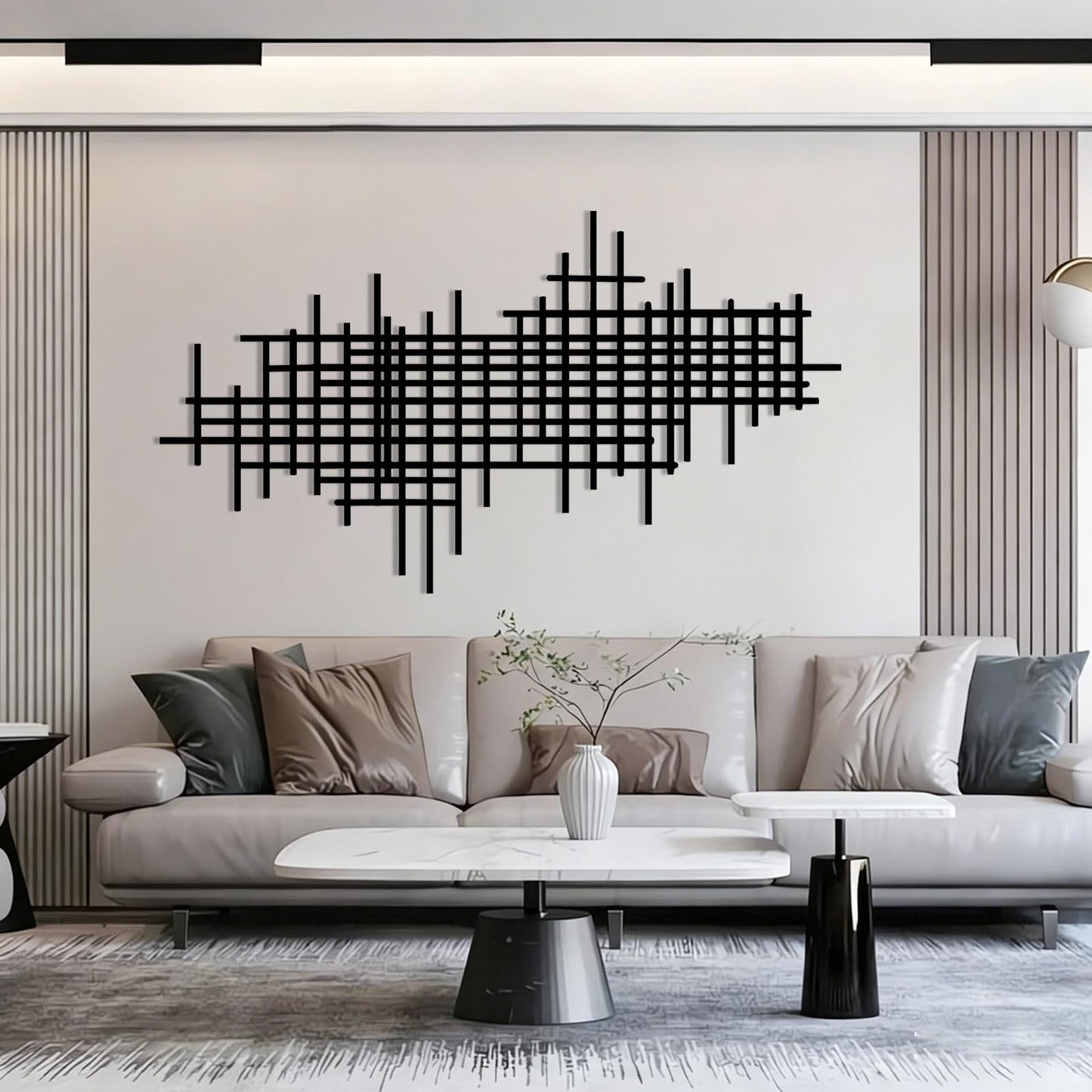 Jogwenu Geometric Line Metal Wall Art, Minimalist Geometric Metal Wall Decor, Line Wall Hanging, Modern Luxury Wall Decor, Abstract Wall Decorations (Gold, 35"x20"/90x51cm)