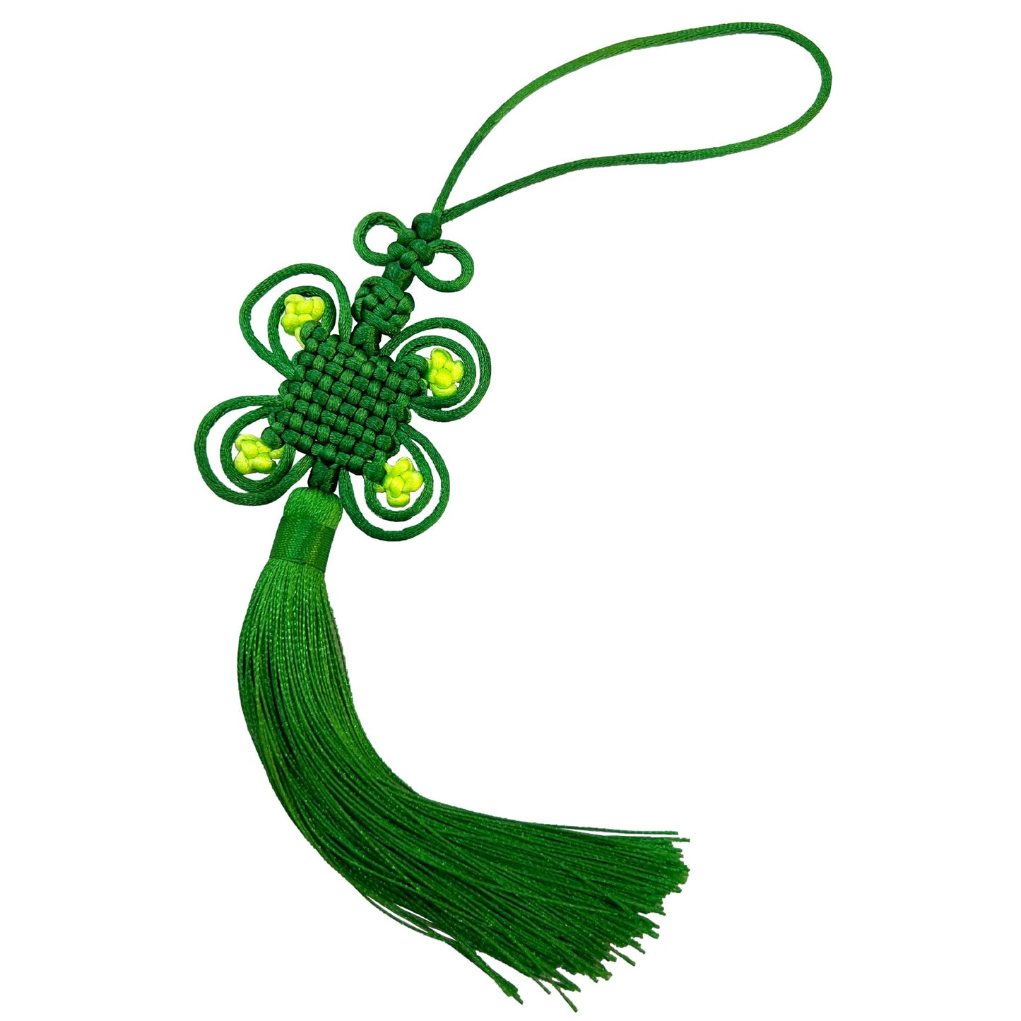Chinese Knot Handmade Tassel Pendant, Green, Home Decor Wall Hanging and Car Ornament (Green)