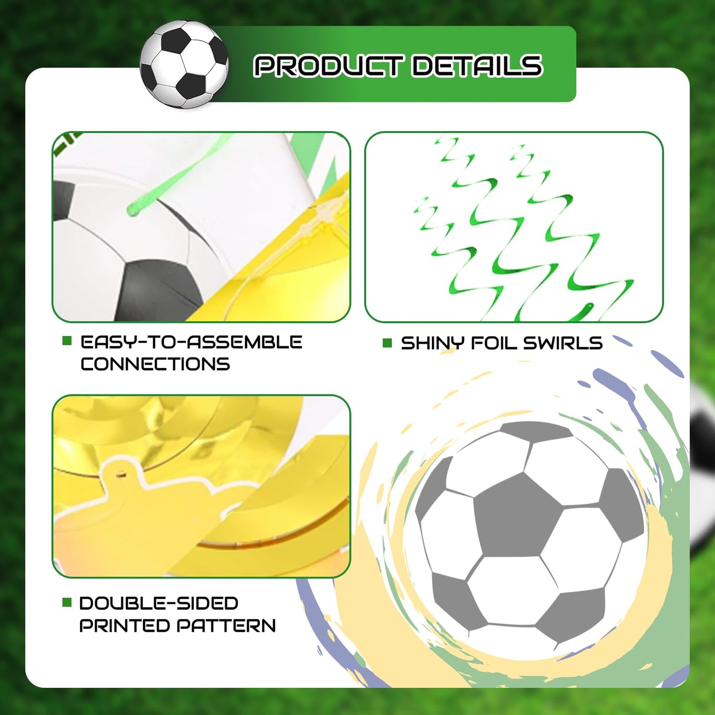 24Pcs Oiuyamn Soccer Party Decoration, Sports Theme Hanging Ceiling Spirals, Soccer Hanging Swirls Decor, Football Theme Birthday Party Supplies for Boys